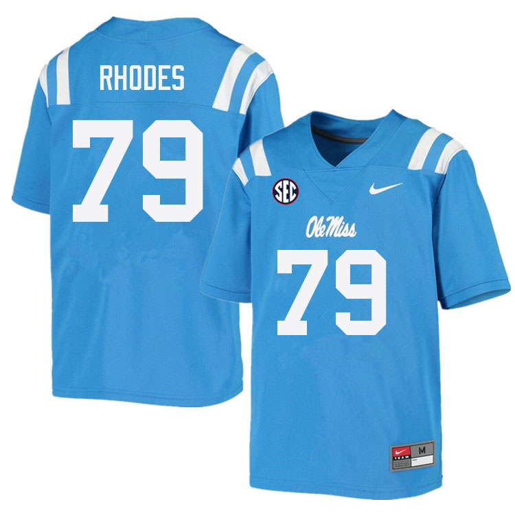 Men #79 Jordan Rhodes Ole Miss Rebels College Football Jerseys Sale-Power Blue